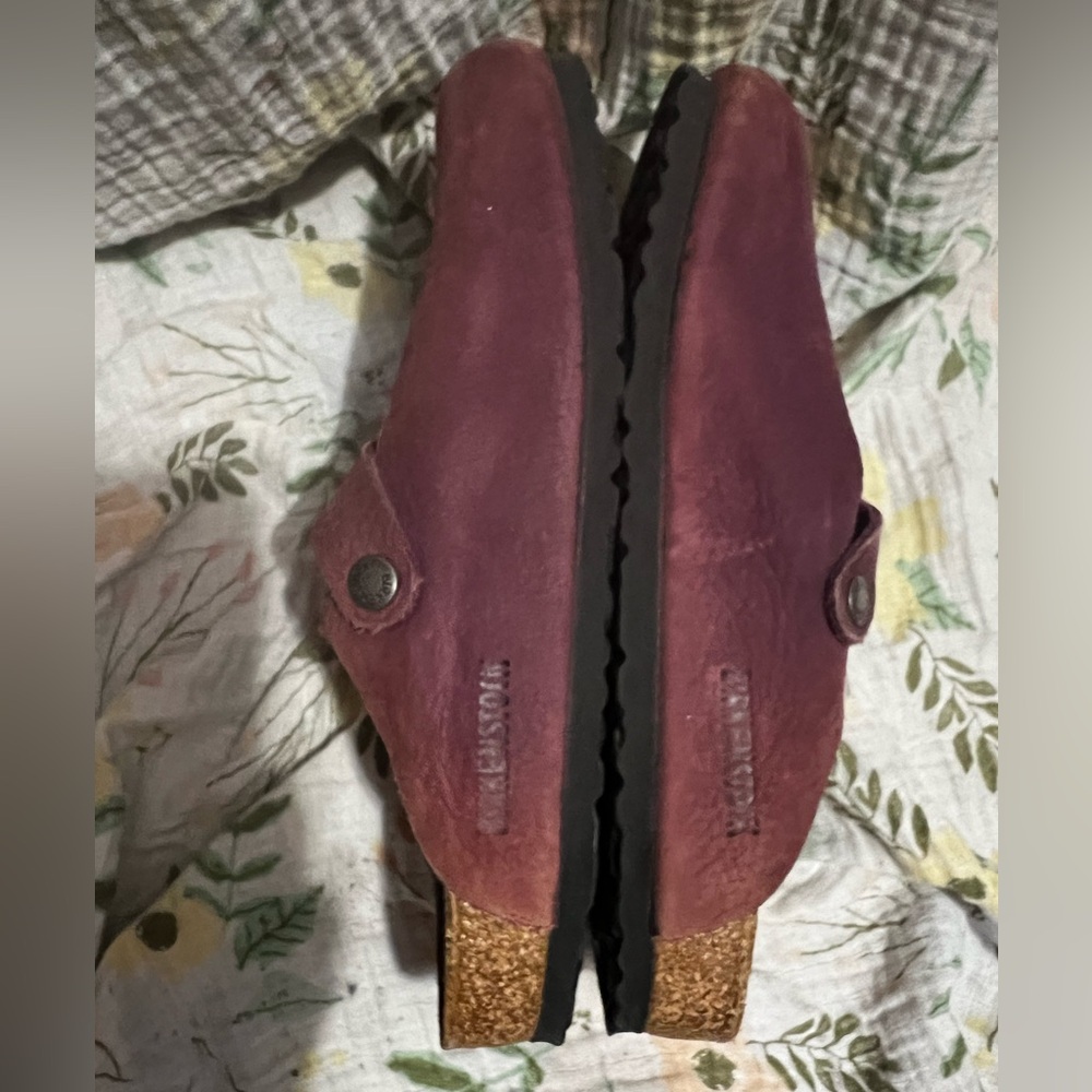 Birkenstock Boston Vintage Zinfandel Pebbled Leather Clogs - Picture 3 of 6